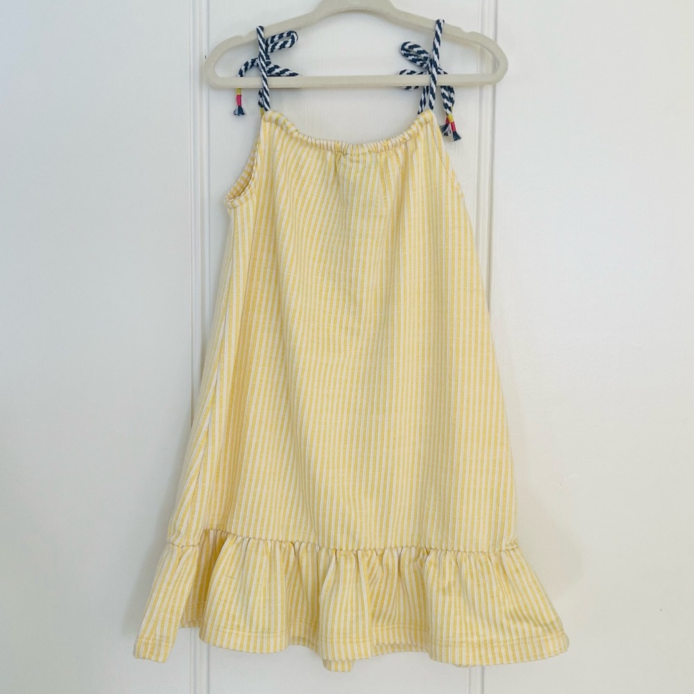 Vince Camuto Yellow Striped Kids Sundress with Navy Accents | Girls 5T - Picture 3 of 6